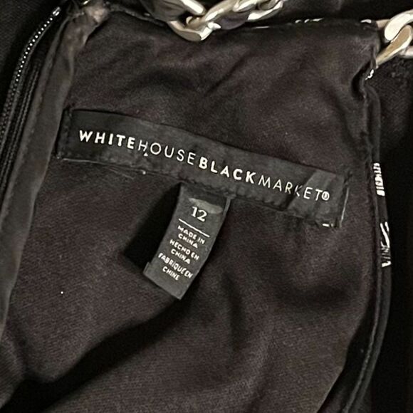 WHITE HOUSE BLACK MARKET Black & White Floral Jumpsuit Belted Sz 12 - Picture 9 of 10